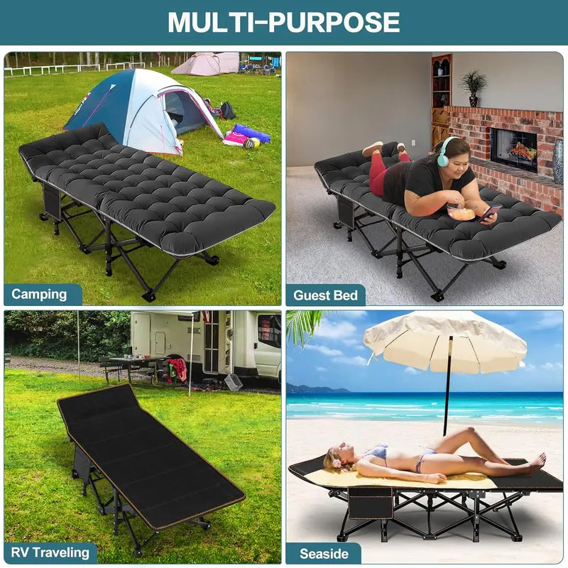 ✨ Foldable Camping Bed with Mattress ✨