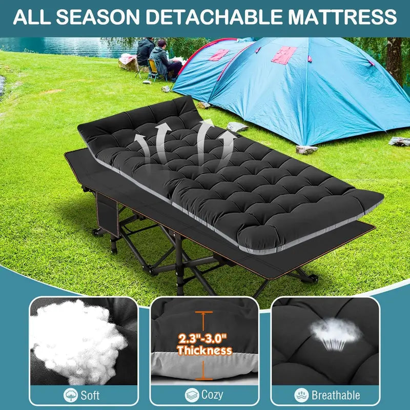 ✨ Foldable Camping Bed with Mattress ✨
