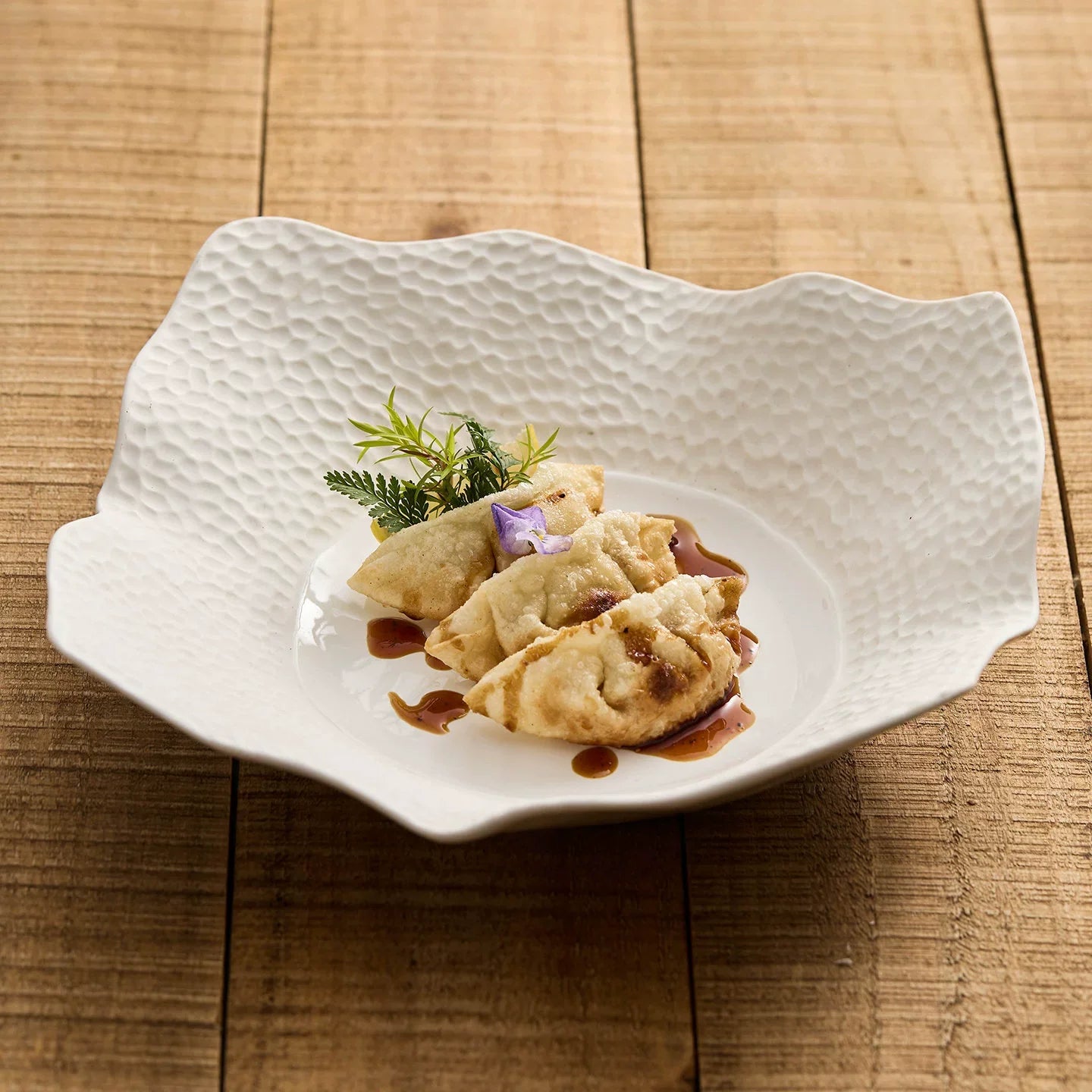 Matte Lattice Irregular Square Plate – Artisanal Sculptural Dinnerware Collection