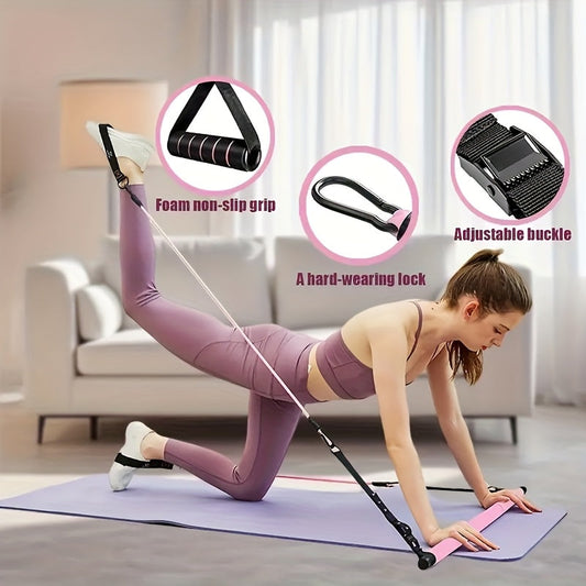 Pilates Widerstandsband-Set mit Stab (14-teilig)