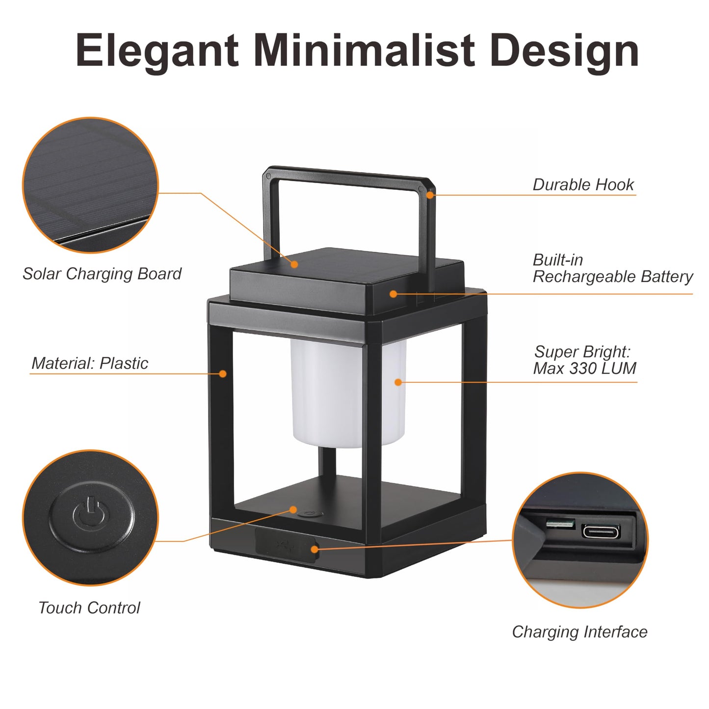 Outdoor Table Lamp, Brightness LED Nightstand Lantern, Portable Rechargeable Solar Lamp Waterproof, Touch Control Outdoor Lamps Cordless Lights Decorative for Patio/Walking/Reading/Camping