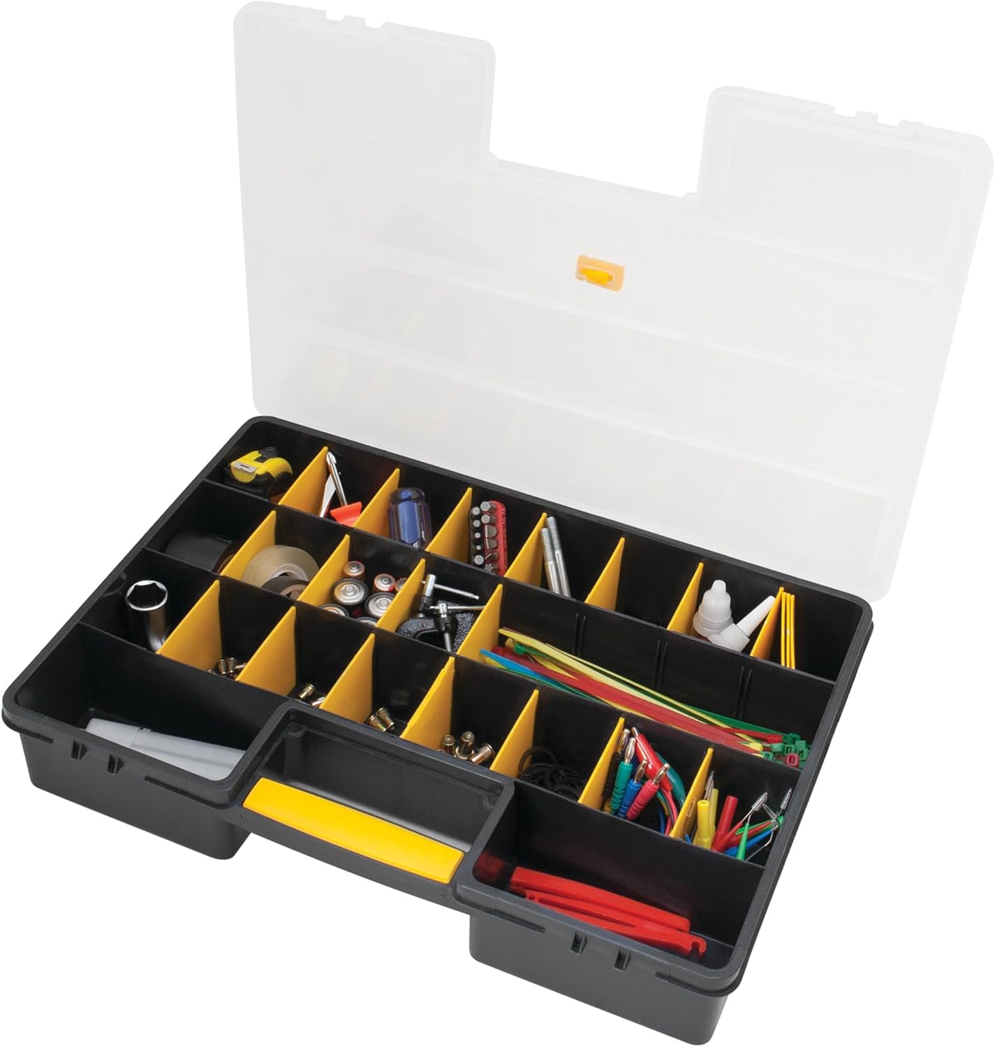 Performance Tool W54037 Werkzeugkoffer mit 26 verstellbaren Fächern und Trennwänden – Robuster Schraubenkasten aus Kunststoff für Muttern, Schrauben und Kleinteile