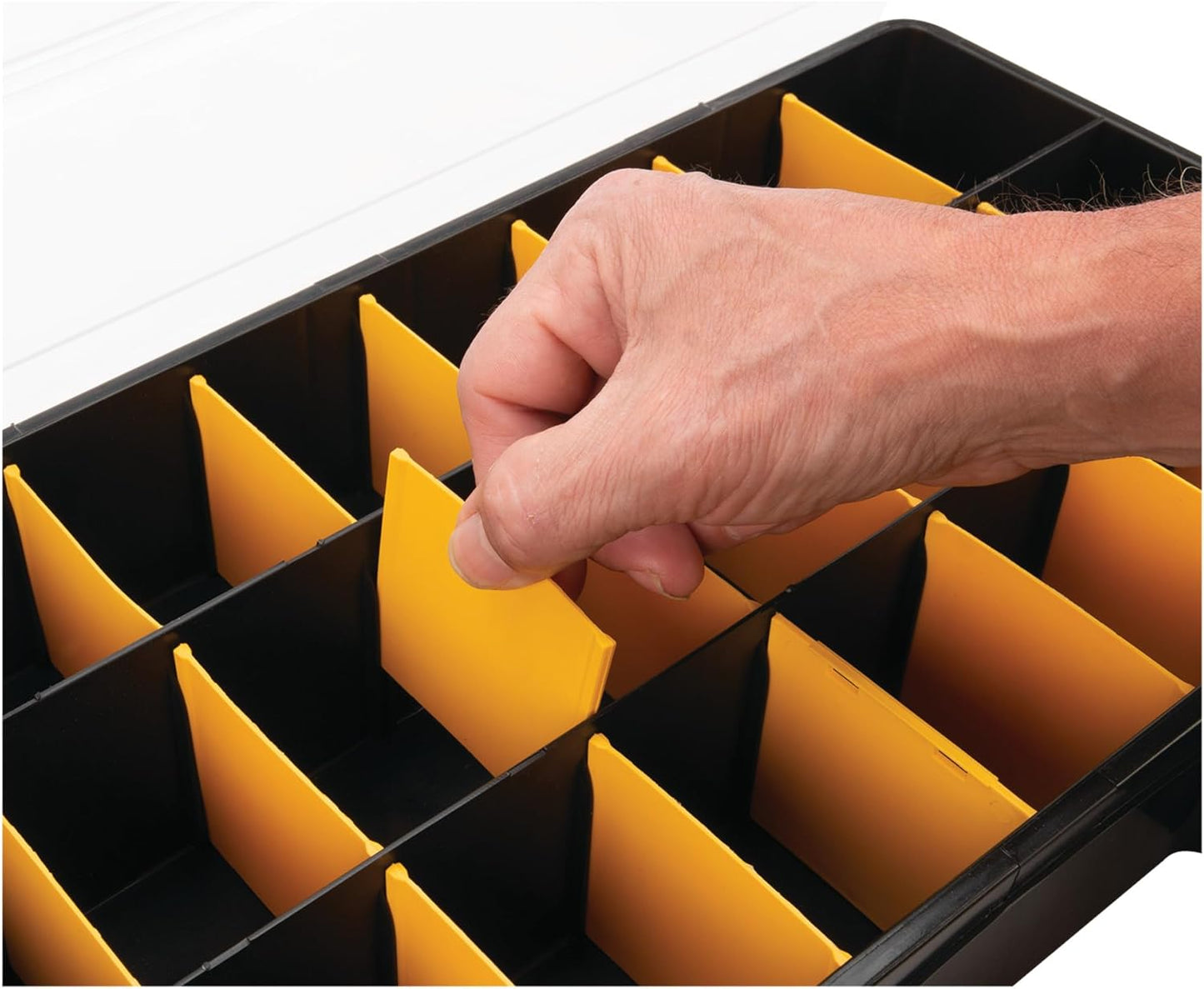 Performance Tool W54037 Werkzeugkoffer mit 26 verstellbaren Fächern und Trennwänden – Robuster Schraubenkasten aus Kunststoff für Muttern, Schrauben und Kleinteile