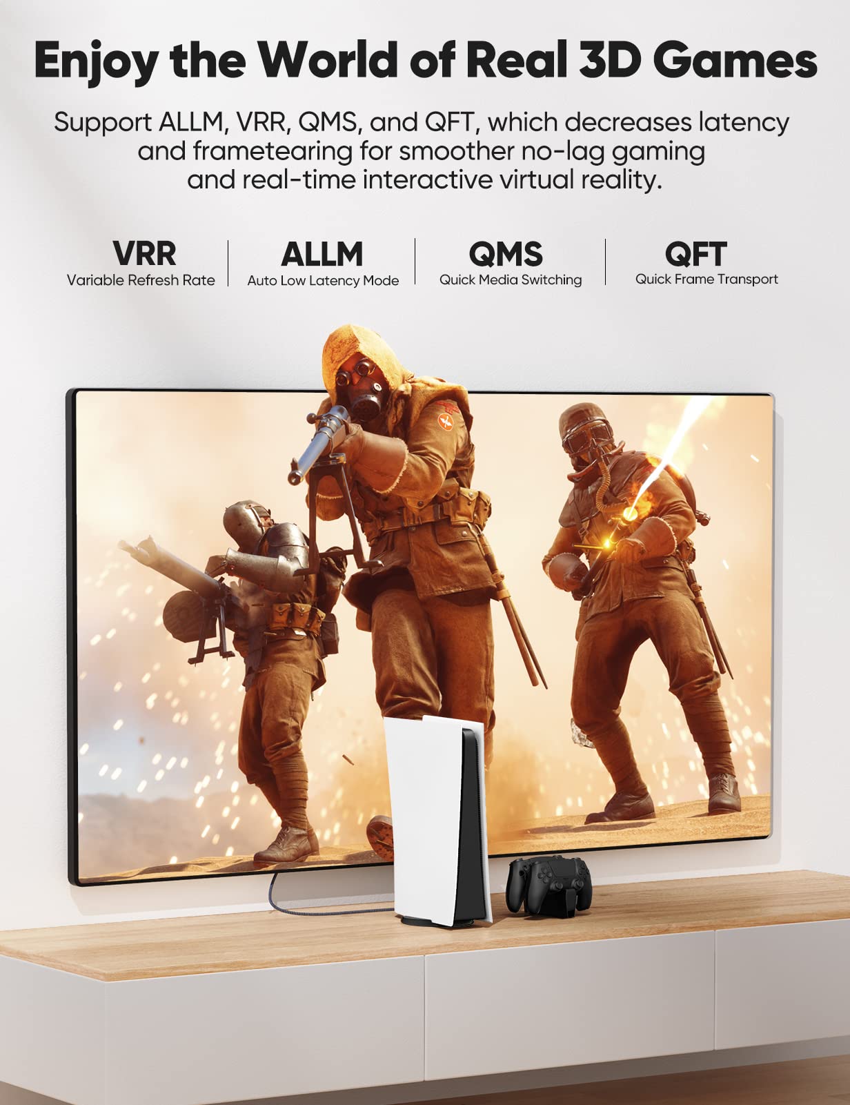 8K 10K 4K HDMI Kabel 48 Gbit/s 2 m, zertifiziertes Ultra-High-Speed-HDMI-Kabel mit geflochtener Ummantelung – 4K@120Hz 8K@60Hz, DTS:X, HDCP 2.2 & 2.3, HDR 10 kompatibel mit Roku TV/PS5/HDTV/Blu-ray