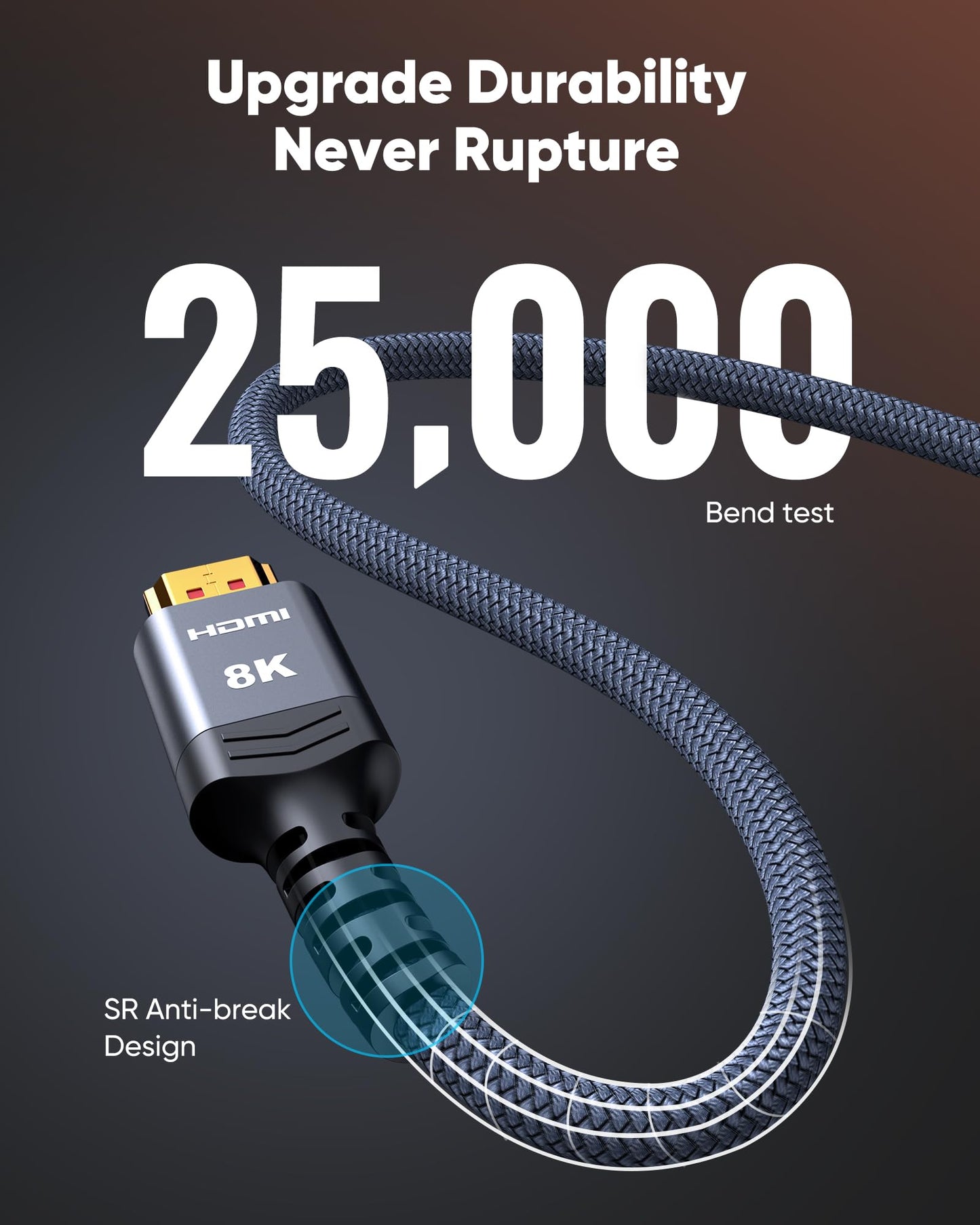 8K 10K 4K HDMI Kabel 48 Gbit/s 2 m, zertifiziertes Ultra-High-Speed-HDMI-Kabel mit geflochtener Ummantelung – 4K@120Hz 8K@60Hz, DTS:X, HDCP 2.2 & 2.3, HDR 10 kompatibel mit Roku TV/PS5/HDTV/Blu-ray