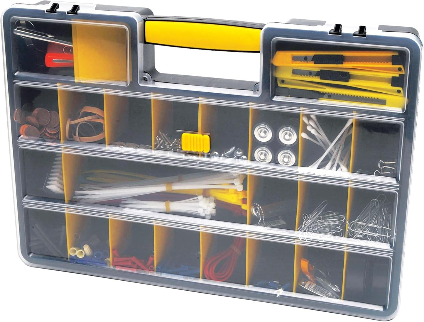 Performance Tool W54037 Werkzeugkoffer mit 26 verstellbaren Fächern und Trennwänden – Robuster Schraubenkasten aus Kunststoff für Muttern, Schrauben und Kleinteile
