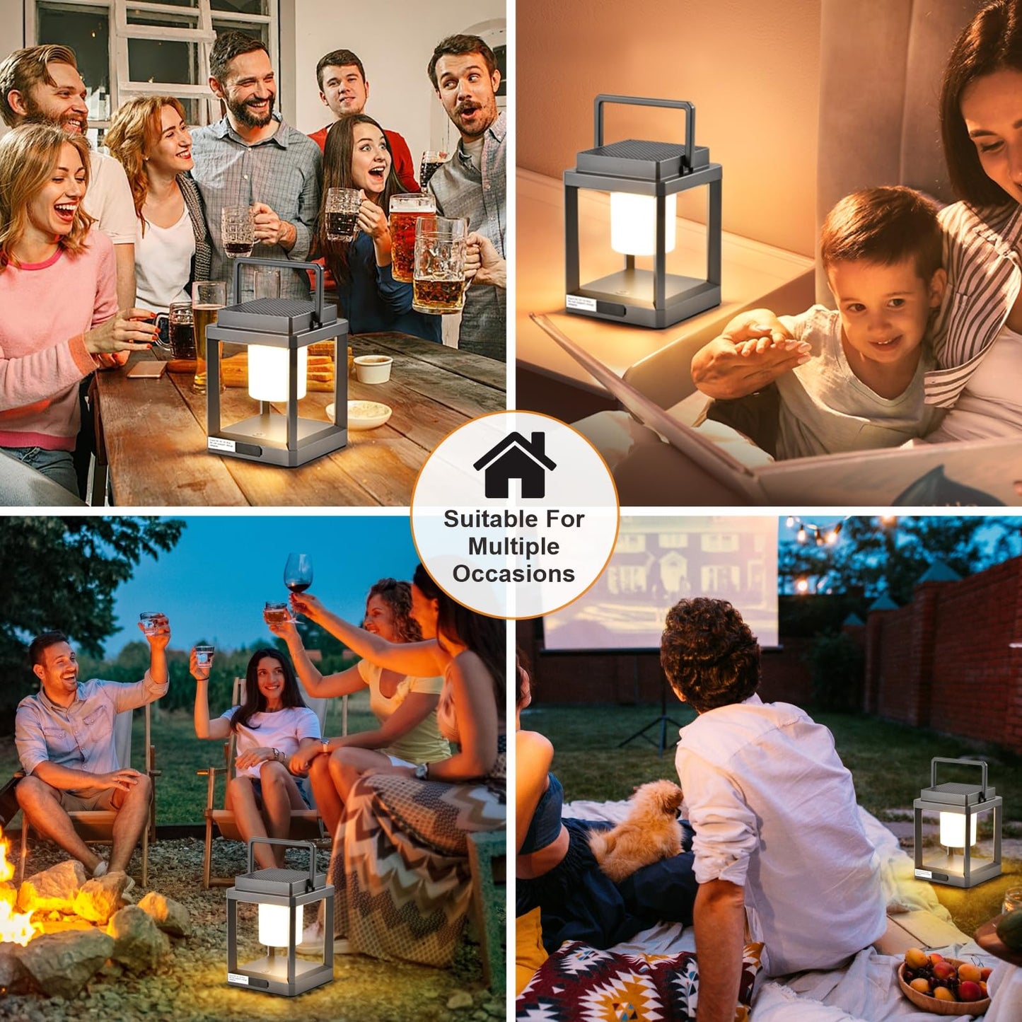 Outdoor Table Lamp, Brightness LED Nightstand Lantern, Portable Rechargeable Solar Lamp Waterproof, Touch Control Outdoor Lamps Cordless Lights Decorative for Patio/Walking/Reading/Camping
