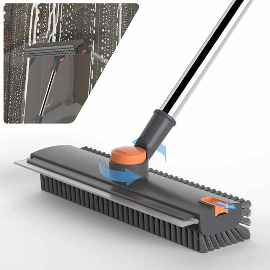 3-in-1 Long Handle Floor Scrub Brush with Squeegee