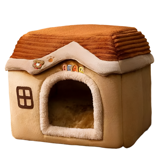 Faltbares weiches Tierhaus und Bett, abnehmbares Höhlen-Nest, braun