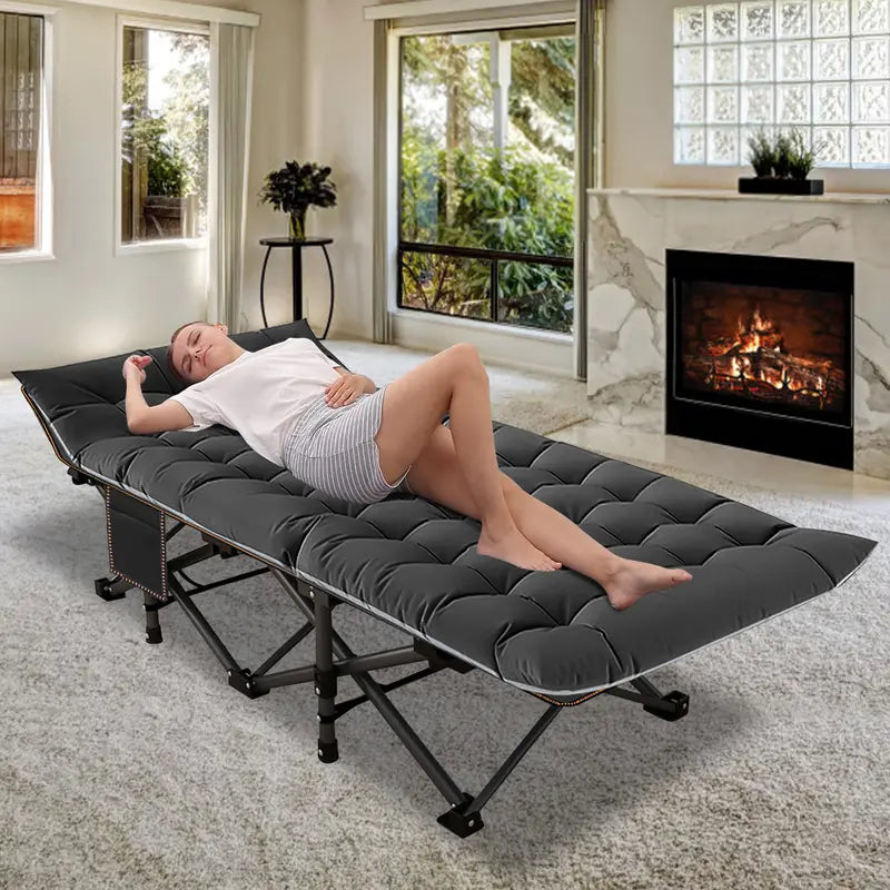 ✨ Foldable Camping Bed with Mattress ✨