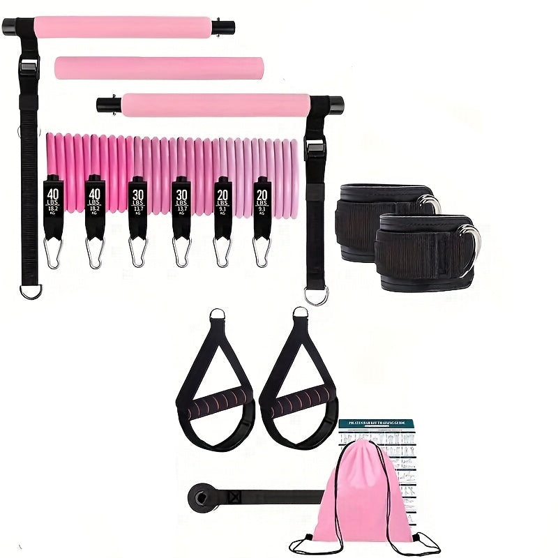 Pilates Stick Resistance Belt Fitness Set (14pcs)