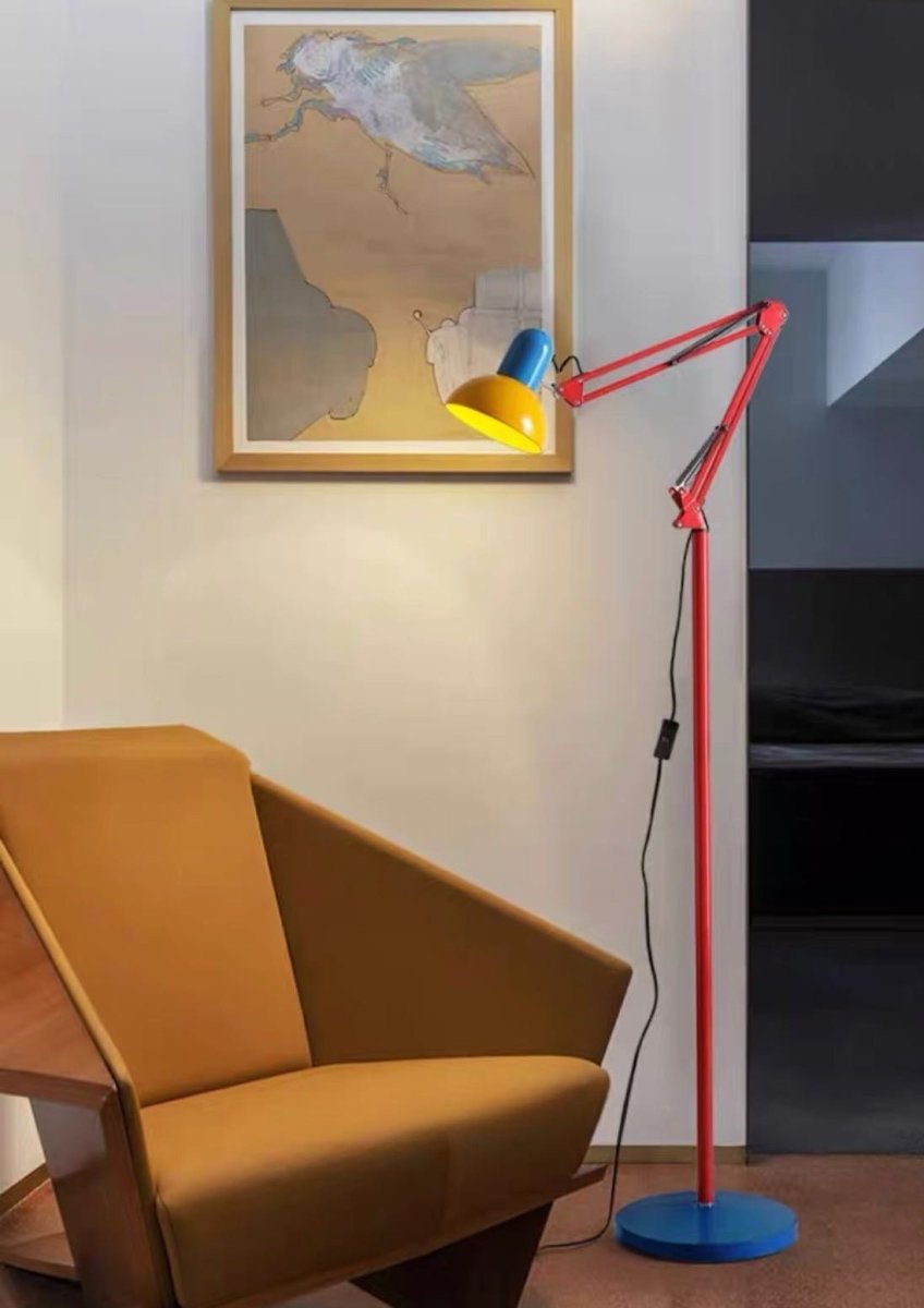 Lampadaire haut en métal Memphis Rétro - Lampe de lecture à LED de protection oculaire à spectre complet