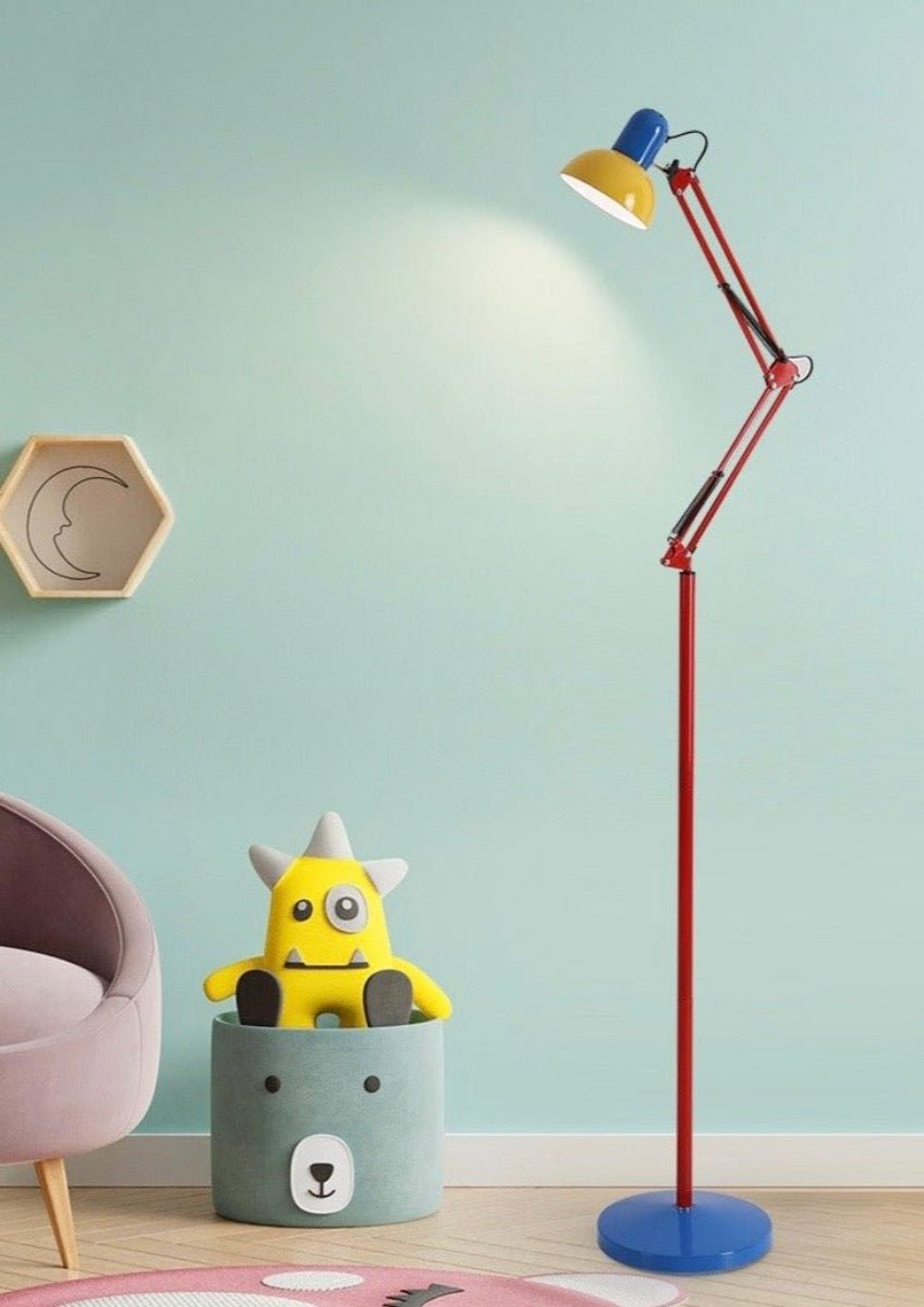 Lampadaire haut en métal Memphis Rétro - Lampe de lecture à LED de protection oculaire à spectre complet